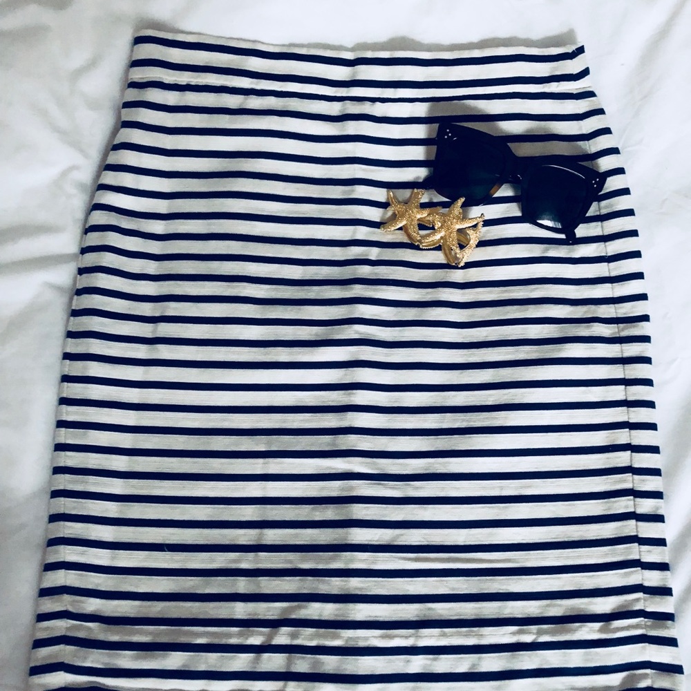 J.Crew Navy and White Pencil Skirt